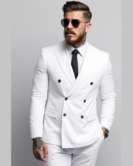 White Double Breasted Suit